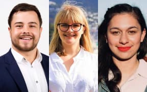 Local election candidates Josh Trlin, Victora Rhodes-Carlin and Tamatha Paul.