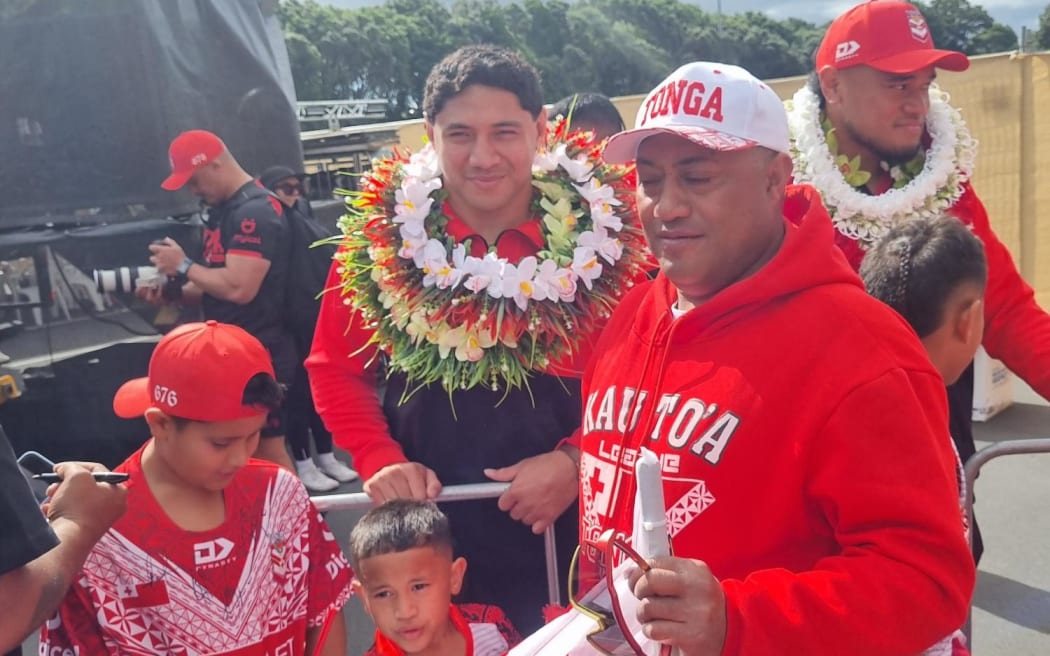 Mate Ma'a Tonga fans who turned up outside the main Mount Smart Stadium on Wednesday. 30 October 2024