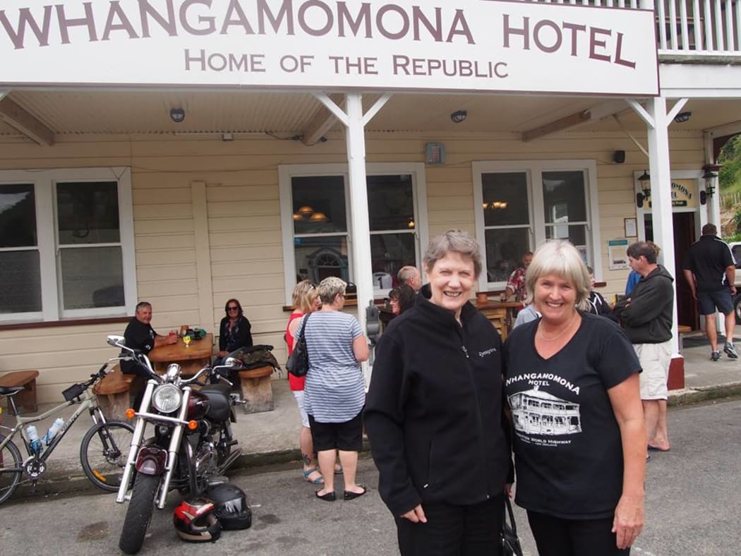 Helen Clark at the Whangamomona Hotel
