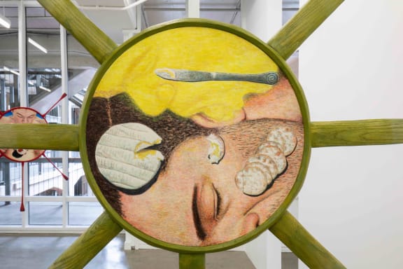 4l7diaq greetings you who are highly favoured detail 2021 egg tempera on board hand carved lacquered ash frame jpeg