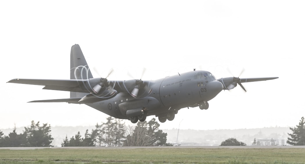 A RNZAF C-130 Hercules is delivering about 230 kgs of school supplies to PNG