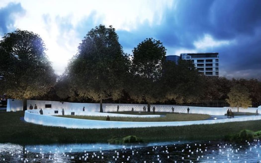 Memorial Ribbon Wall, one of the six proposed designs.
