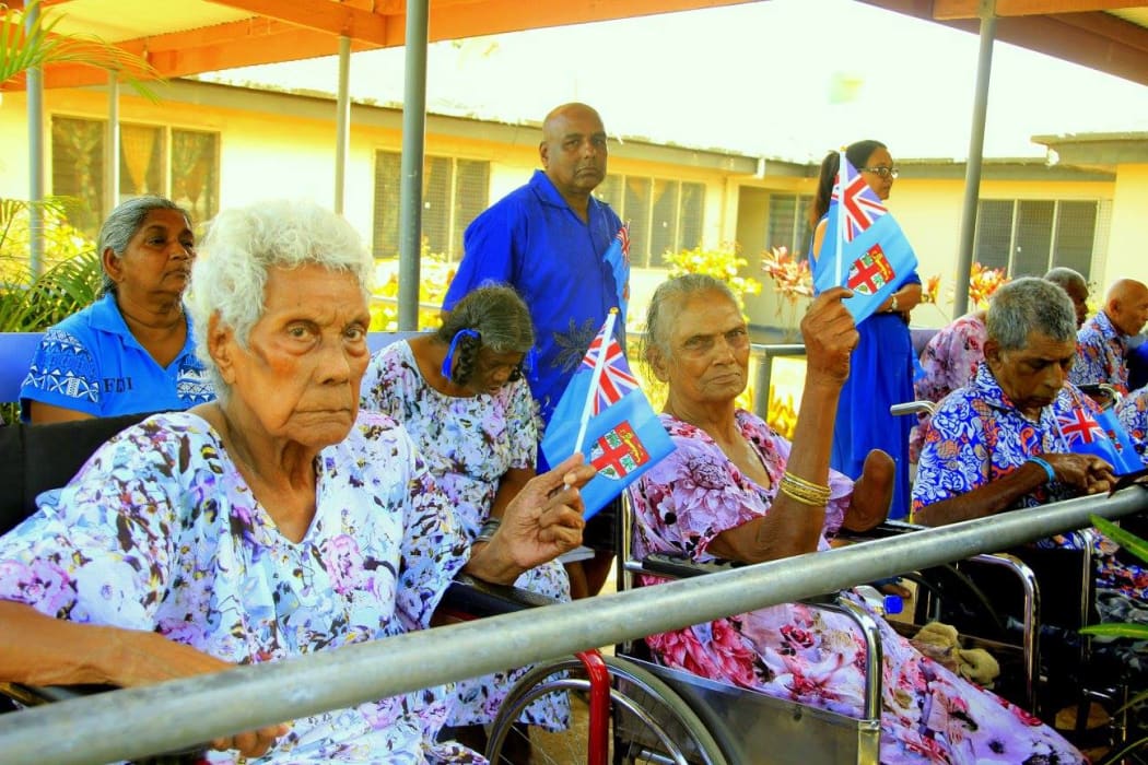 Elderly people celebrating Fiji day