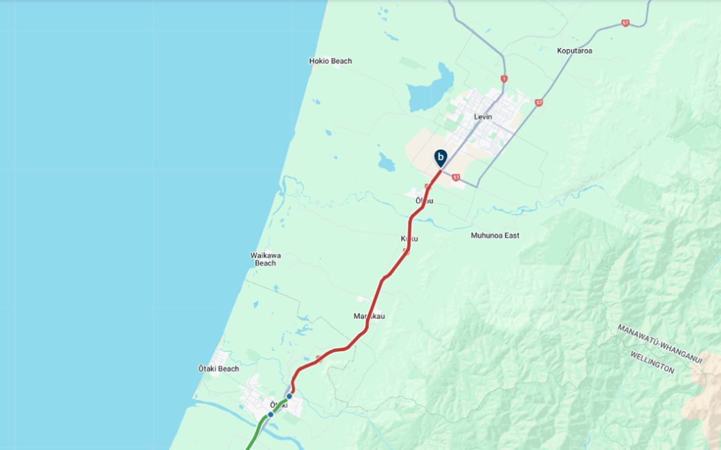 Traffic between Ōtaki and Levin.