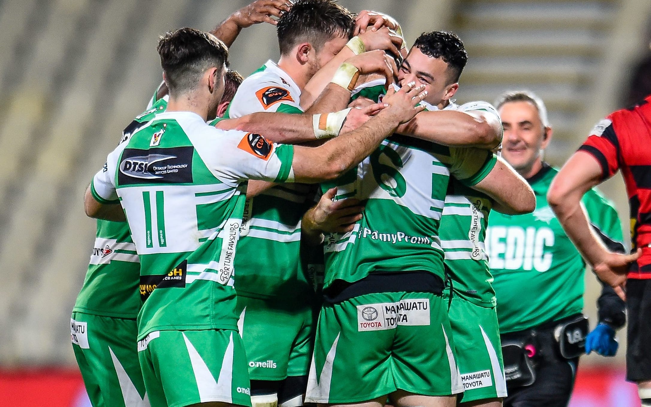 Manawatu players celebrates the win over Canterbury.