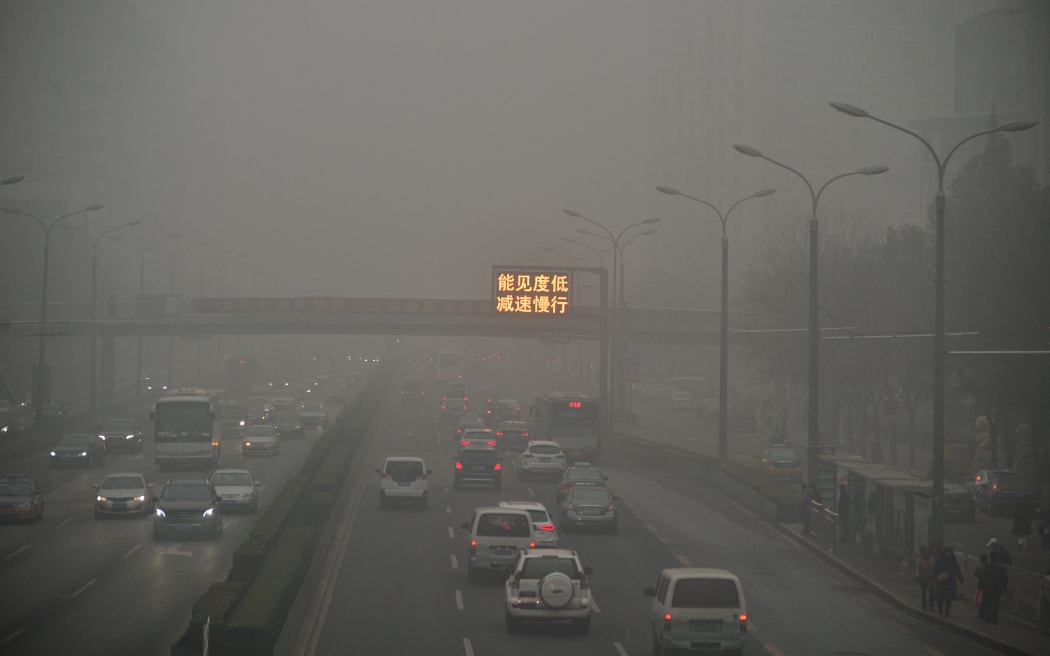 Heavy smog in Beijing on 1 December.