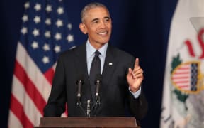 Former President Barack Obama speaks to students at the University of Illinois