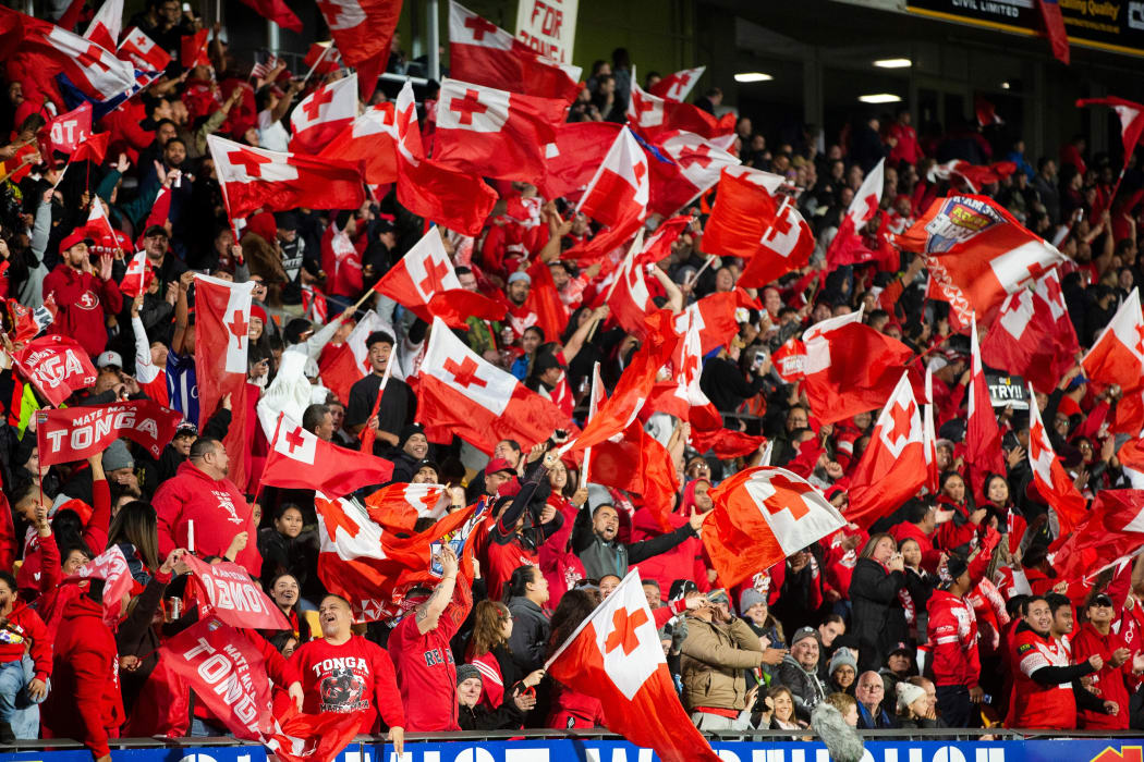 Tongan fans during the rugby league test against New Zealand at Mount Smart Stadium.