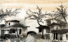 Alan Bollard's watercolour painting