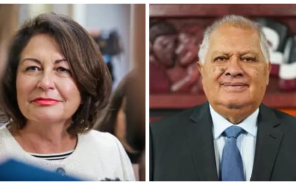 Former National Cabinet Minister Hekia Parata (L) and her late husband and former senior public servant, Tā Wira Gardiner.