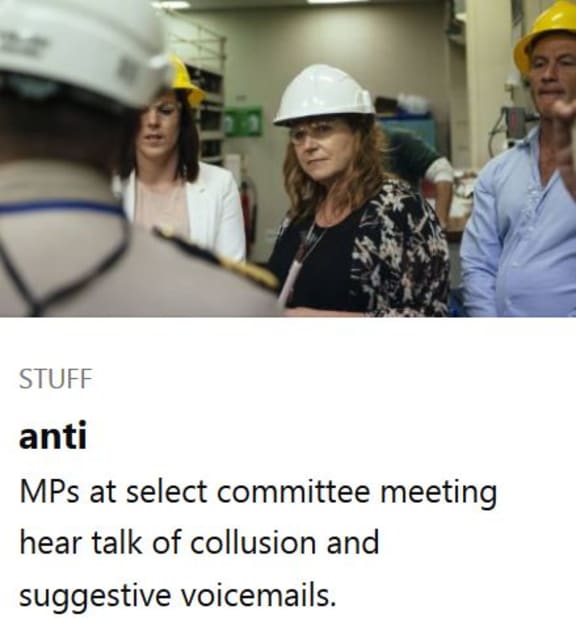 Embattled minister Clare Curran pictured in a hard hat on Stuff's live blog last Thursday.