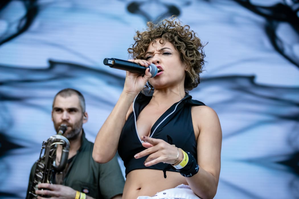 New York-based brass band Brass Against performing at Electric Avenue festival in Christchurch