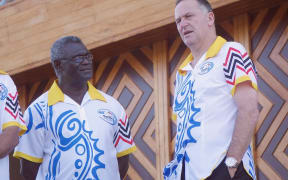 Solomon Islands prime minister Manasseh Sogavare (left) and his New Zealand counterpart John Key at the 2015 Pacific Forum summit in Port Moresby.