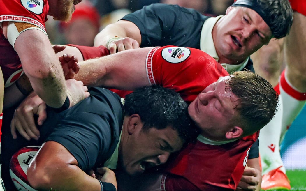 Tamaiti Williams scores against Wales.