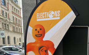 A voting sign at a polling station in Stout Street, central Wellington