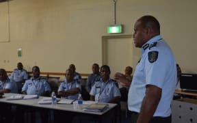 ACP Gabriel Manelusi addressing the PPCs’ conference on the staged limited rearmament of the RSIPF (Photo by RAMSI Public Affairs)