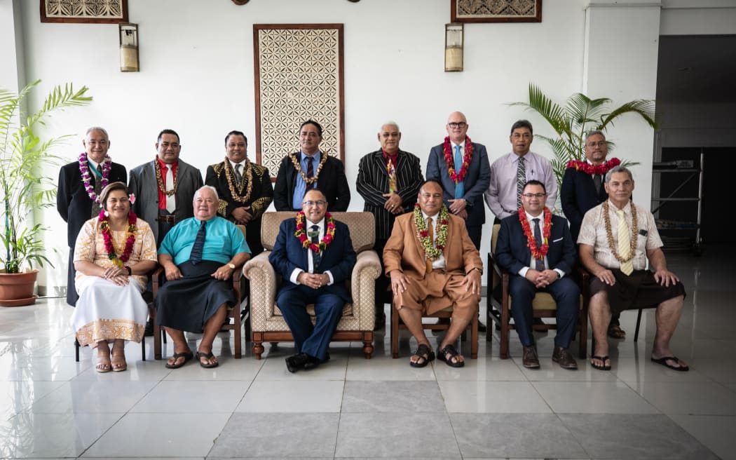 New Zealand and Samoan MPs with their respective Speakers of Parliament, during a visit to Apia by a five-strong cross-party inter-parliamentary delegation from New Zealand, 11 July 2023.