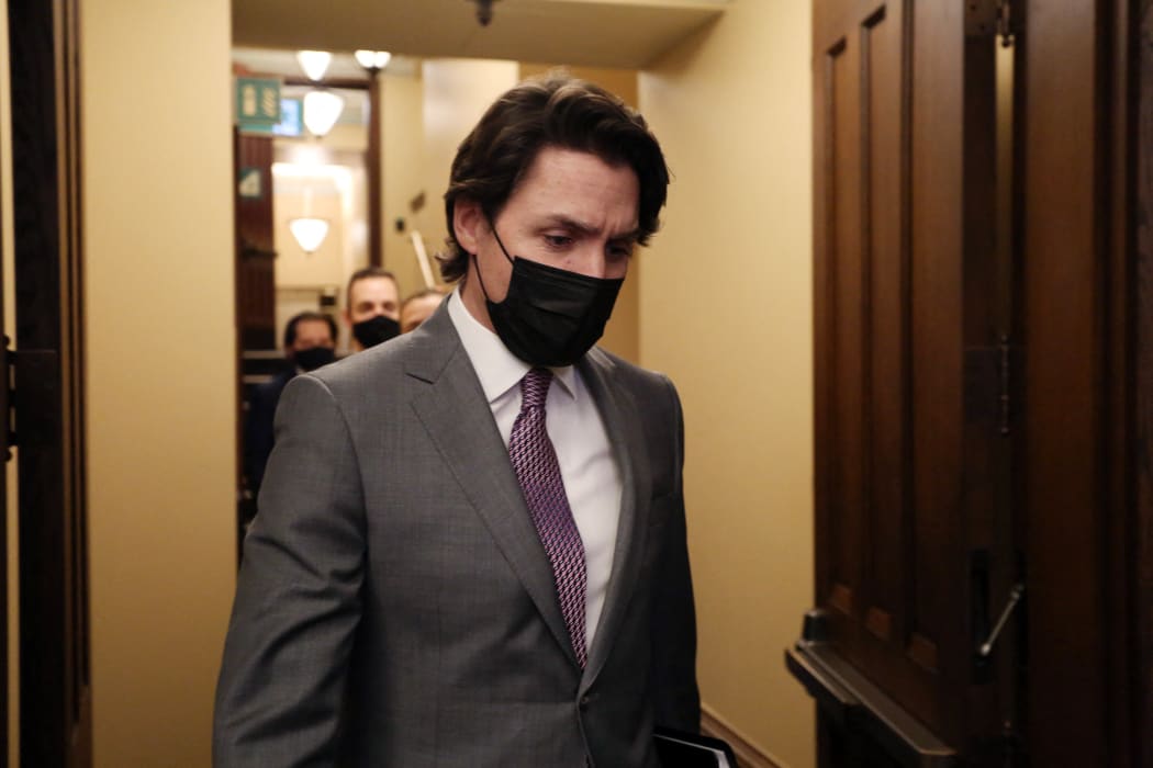 Canada's Prime Minister Justin Trudeau arrives for Question Period in the House of Commons on Parliament Hill 9 February 2022 in Ottawa, Canada.