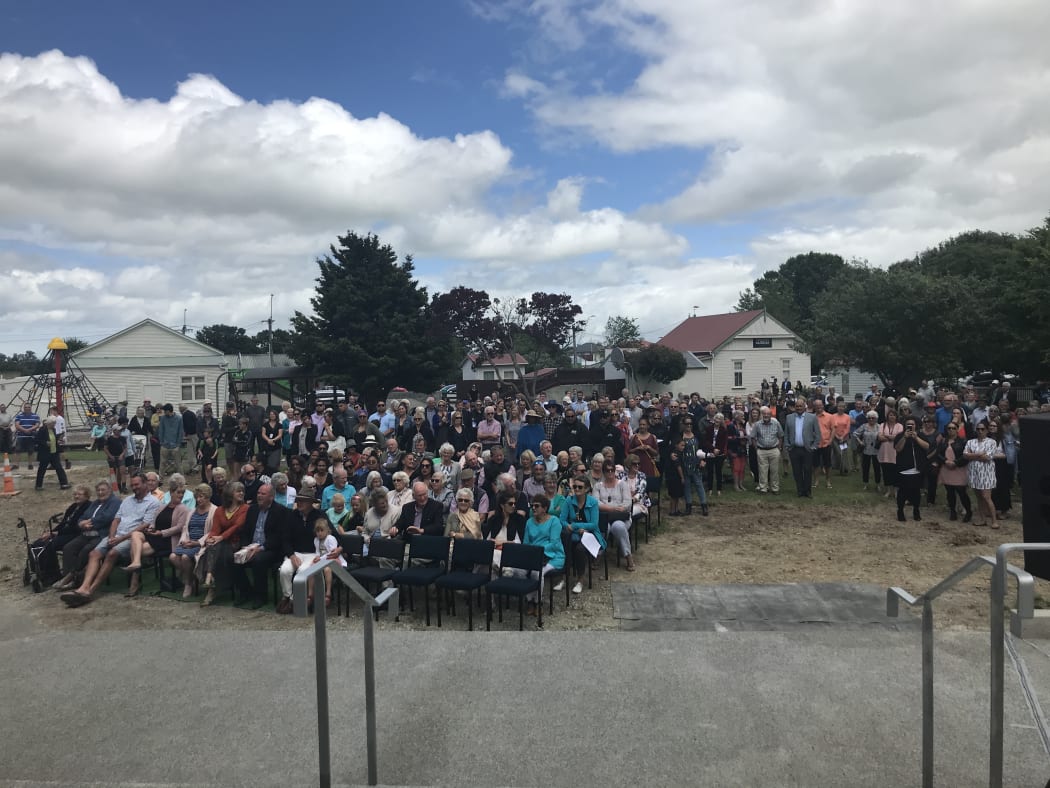 Locals gather for the Te Waihinga Community Centre opening.