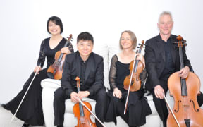 Aroha String Quartet (l to r: Haihong Liu, Zhongxian Jin, Konstanze Artmann, Robert Ibell)