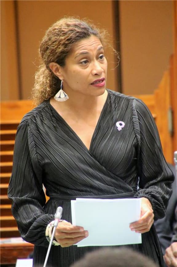 Fiji Minister for Women Lyndah Tabuya speaks at parliament.