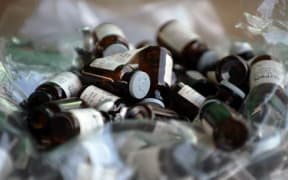 Glass capsules containing ketamine are seen in Thailand in 2008.