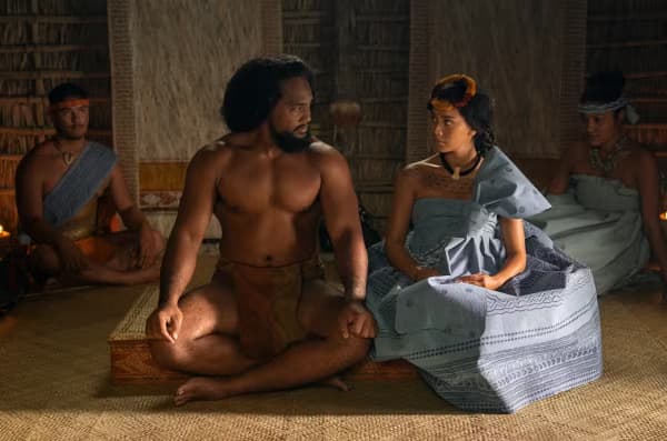 Kaina Makua as King Kamehameha and New Zealand actor Luciane Buchanan as Ka'ahumanu in Chief of War.