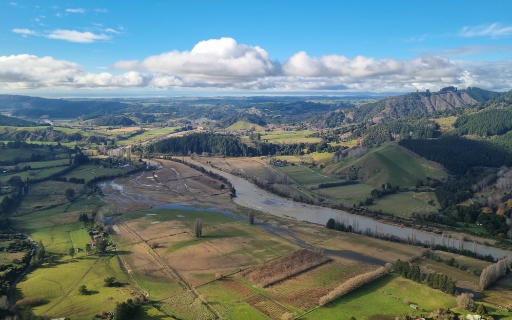 The Motueka River after flooding in the Tasman region in June 2025.
