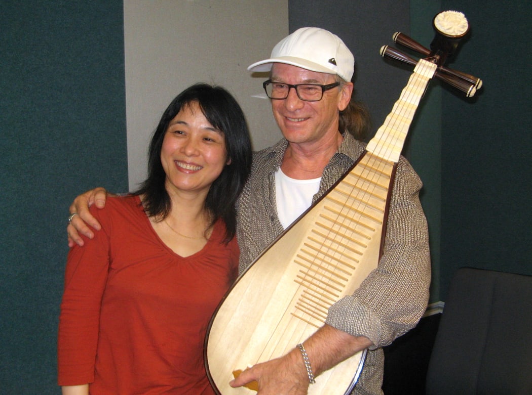 Wu Man at Radio NZ with Trevor Reekie