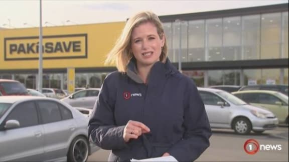 TVNZ's Joy Reid tracking panic at Pak N Save on Monday.