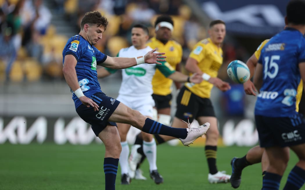 Blues’ Beauden Barrett during the Super Rugby Pacific - Hurricanes v Blues at Sky Stadium in Wellington on the 11th March 2023. © Copyright image by Marty Melville / www.photosport.nz