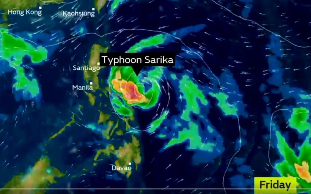 Typhoon Sarika prompted thousands of families to be evacuated from their homes.
