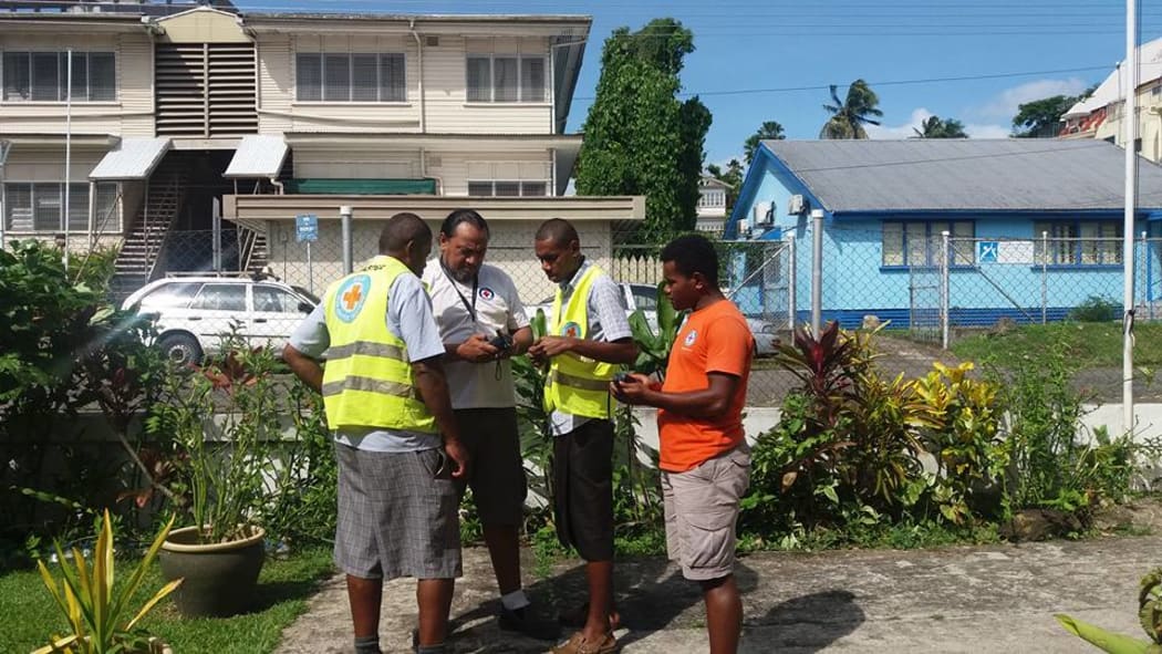 FRCS Disaster team testing Satellite phones for response teams that will be deployed to the islands affected by TC Gita.