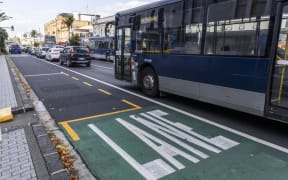 A bus lane on Karangahape Road.