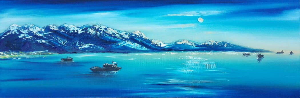 Kaikoura art - Ships painting
