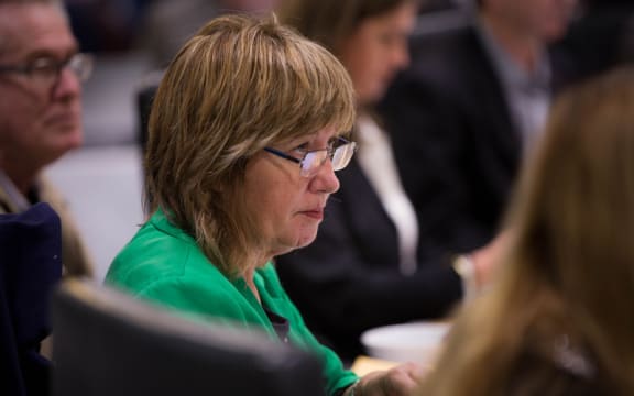 Auckland Councillor Sharon Stewart at a Council meeting about the Unitary Plan. 10 August 2016.
