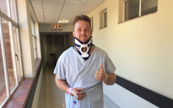 Sam Cane after neck operation 2018.
