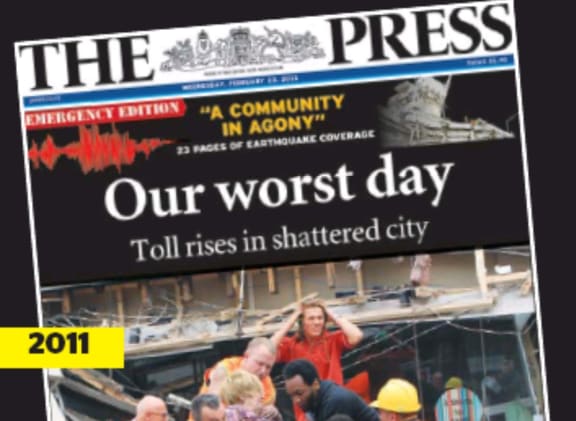 picture of the front page of The Press 'Emergency Edition' on 23rd of Februray 2011