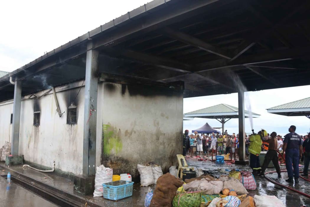 The fire at the Honiara Central Market.