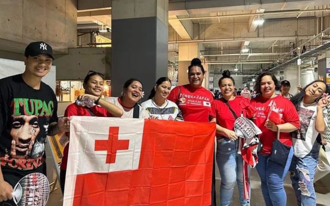 Tongan fans at the Japan - Tonga Test in Osaka last Saturday night. July 2023