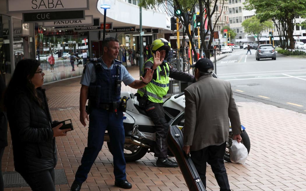 Police cordoned off the area at Brandon Street in Wellington Central and Fitzherbert Terrace in Thorndon, after suspicious packages were found on 4 December, 2023.