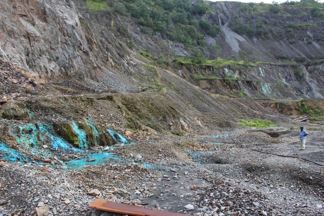 Inside the pit of abandoned Panguna mine in Bougainville