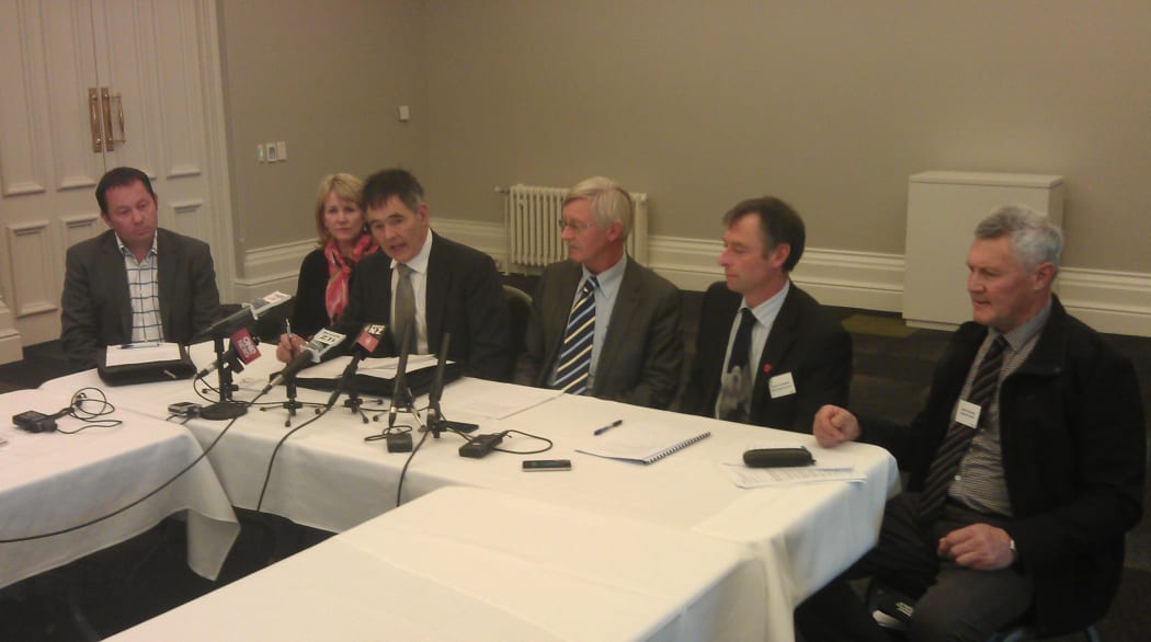 Mayor Dave Cull (third from left) says Invermay must be kept in Dunedin.
