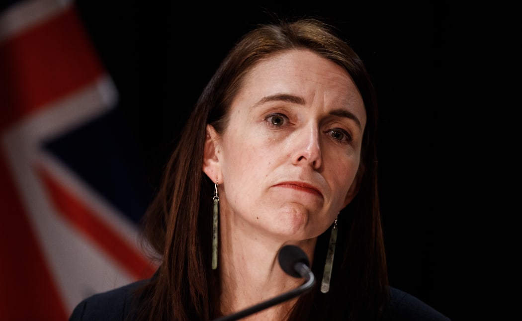 03092021 PHOTO: ROBERT KITCHIN/STUFF
L-R: 
Prime Minister Jacinda Ardern and Police Commissioner Andrew Coster hold a press conference with the details of the Auckland supermarket terror attack in the Beehive Theatrette on Friday evening.