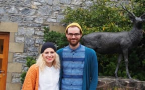 Jared Edwards with girlfriend Kirsty outside the Glenfiddich whisky distillery in Scotland.