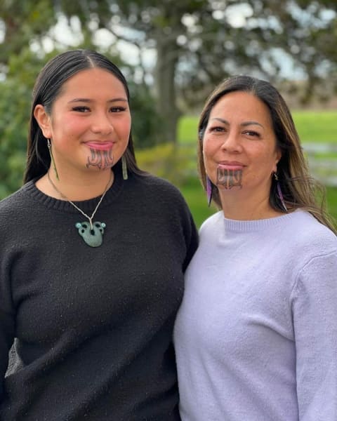 Kirtsen Crawford received her moko kauae alongside her daughter, Logan Crawford.