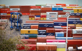 Containers being unloaded at Lyttelton Port