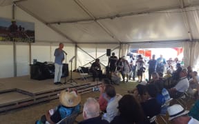 Don Brash, the former National Party leader delivers his speech at Waitangi.