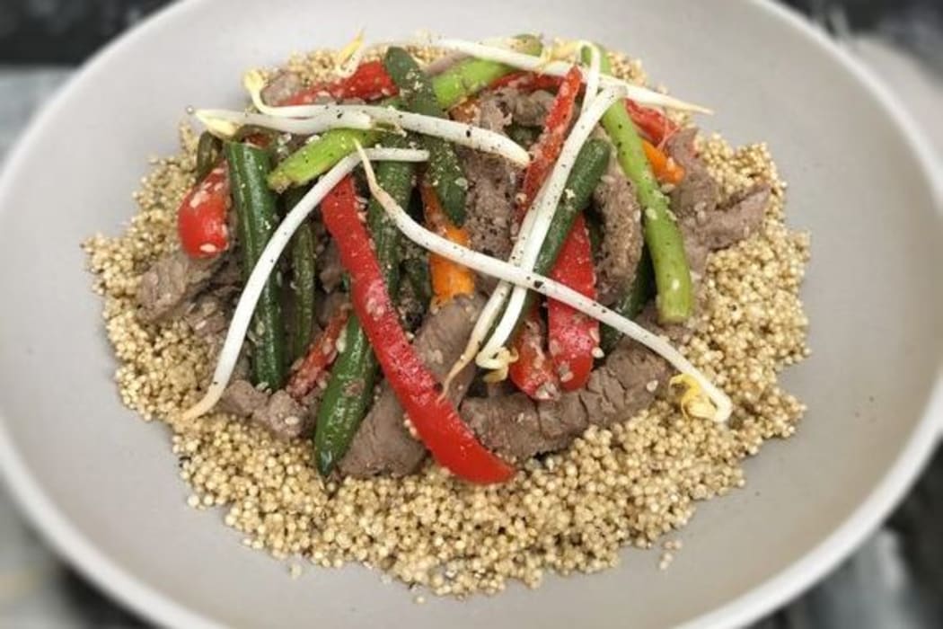 Rainbow lean beef sesame stirfry