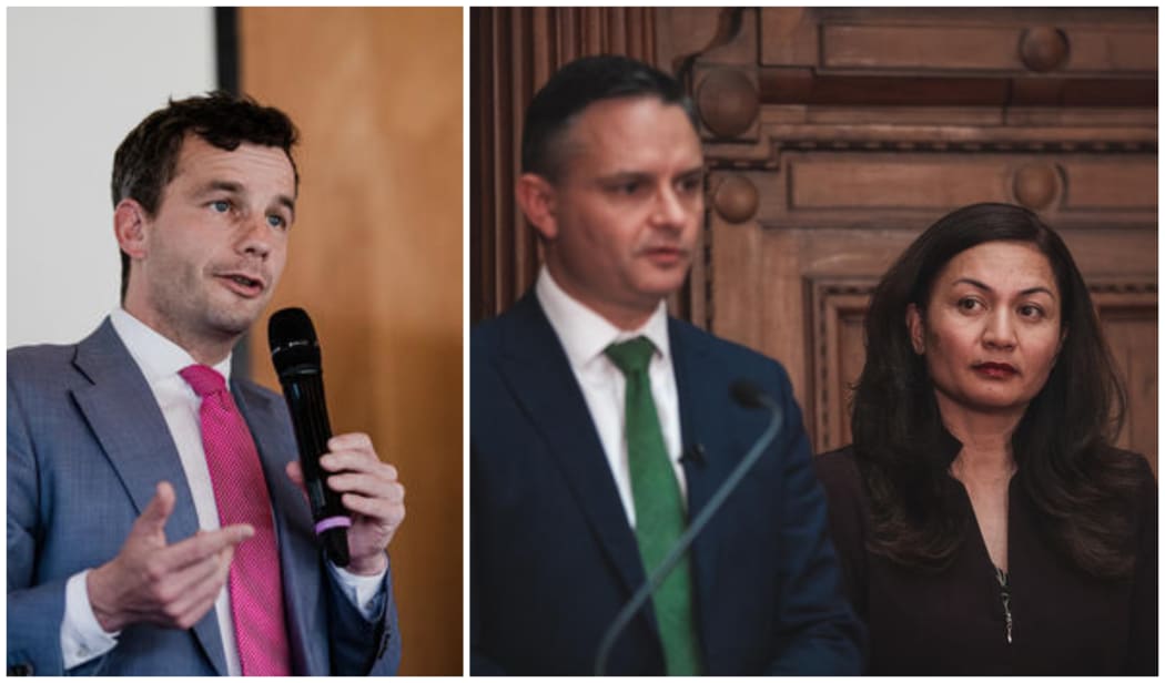 ACT leader David Seymour and Greens co-leaders James Shaw and Marama Davidson.